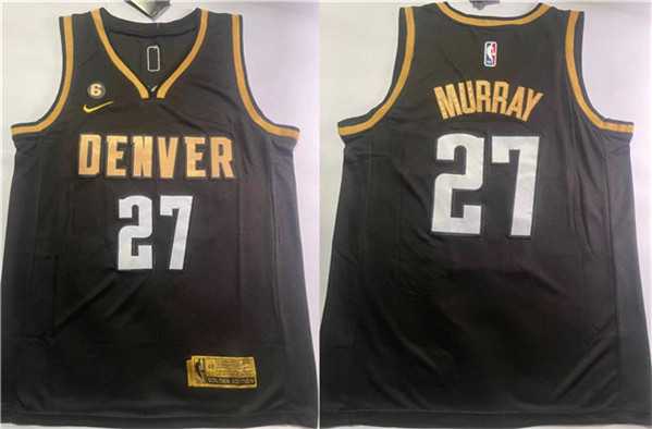 Men%27s Denver Nuggets #27 Jamal Murray Black With NO.6 Patch Stitched Jersey->nba shorts->NBA Jersey